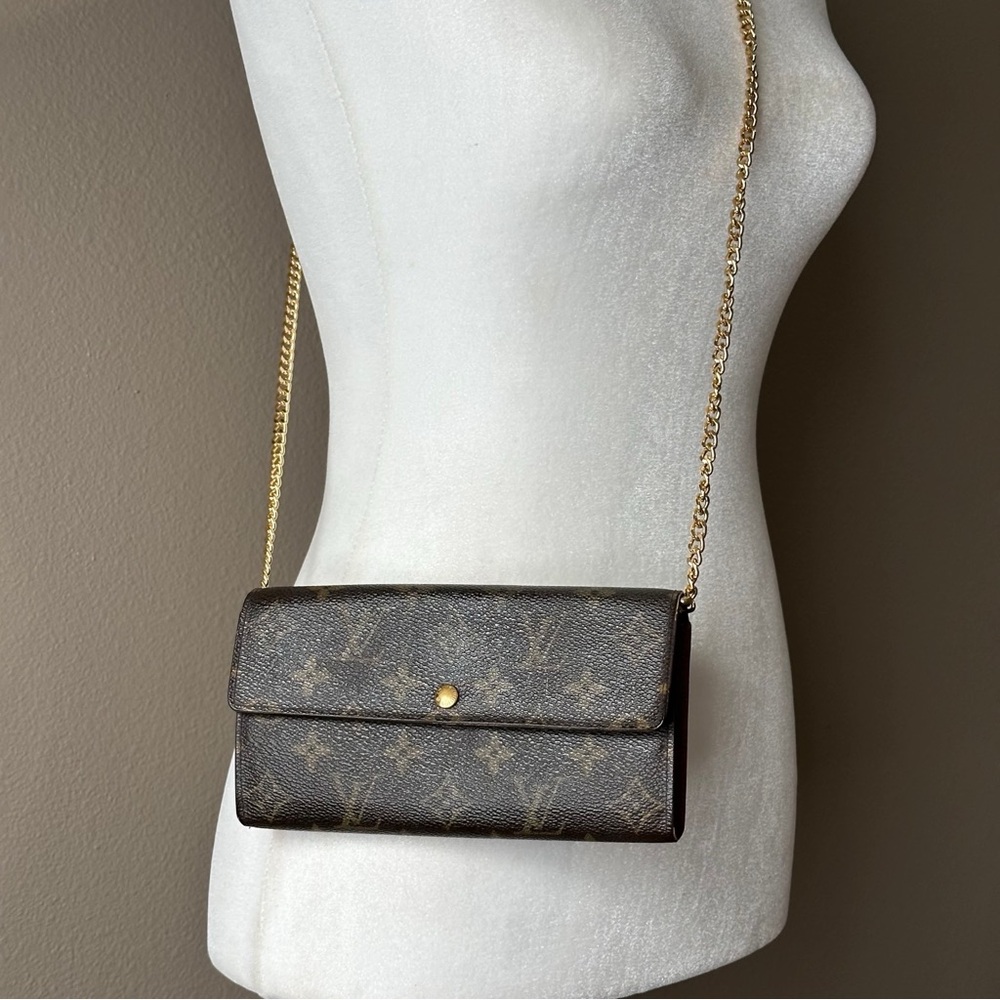 Authentic LV monogram wallet on a chain